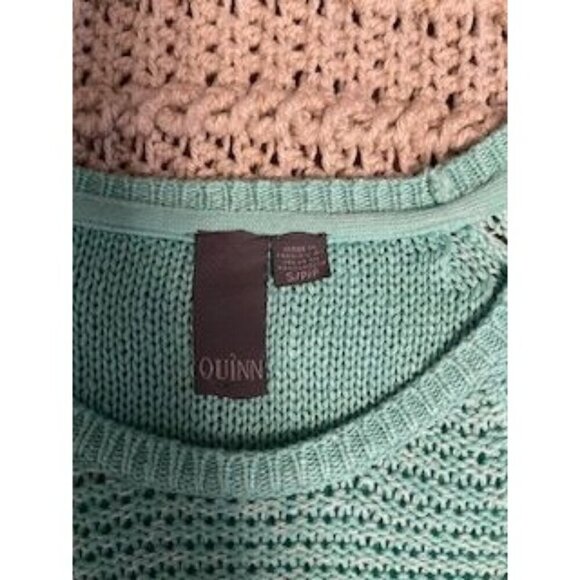 QUINN WOMEN'S‎ SM Aqua Open-Knit Sweater With Asymmetrical Hem Long Sleeve Small - Picture 12 of 12